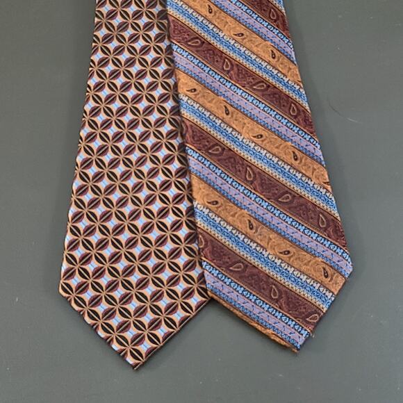 ENRO Men's 100% Silk Necktie Copper Metallic Lot of 2 - Picture 1 of 7
